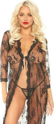 Leg Avenue Lange Spitze Robe mit G-String Schwarz