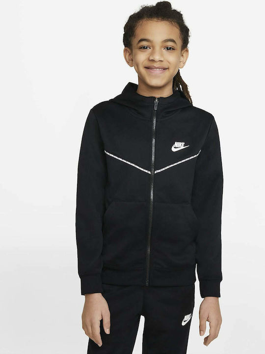 Nike Αθλητική Παιδική Ζακέτα με Κουκούλα Μαύρη Sportswear