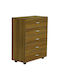 Wooden Chest of Drawers with 5 Drawers Καρυδί 80x40x100cm