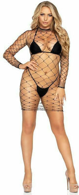 Leg Avenue 86968 Fence Net Mini Dress Black