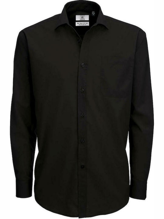 B&C Smart Men's Shirt Long Sleeve Black