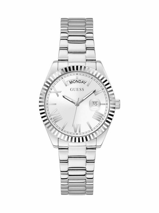 Guess Luna Damen Uhr Chronograph mit Silber Metallarmband GW0308L1