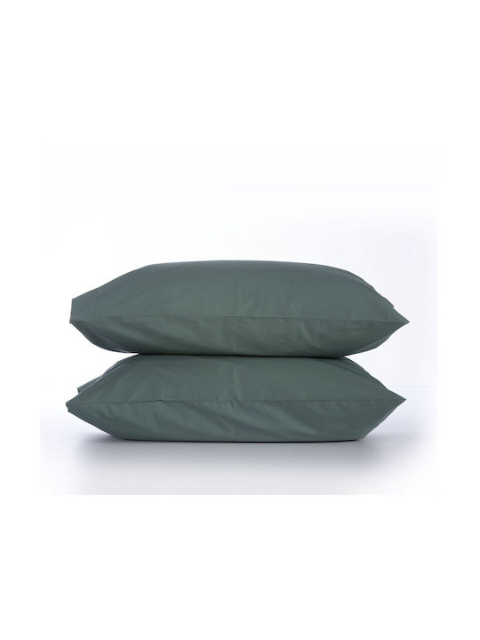 Nef-Nef Homeware Basic Σετ Μαξιλαροθήκες με Φάσα 1172 Green 52x72εκ.