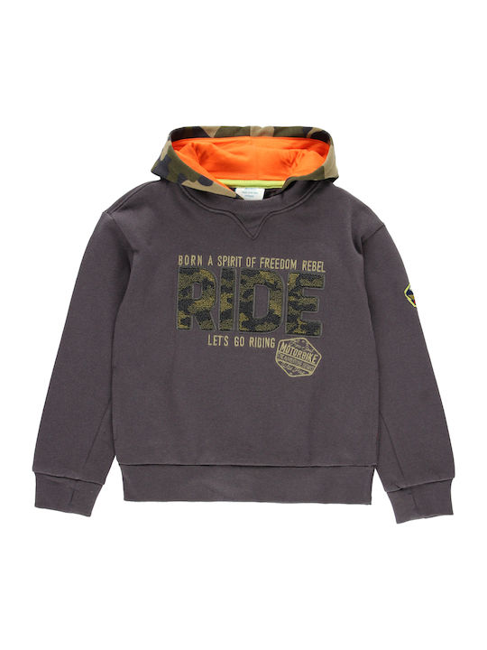 Fleece Παιδικό Φούτερ με Κουκούλα Γκρι