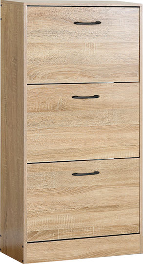 Wooden Zefiros Shoe Organizer with 3 Shelves Sonoma 60x24x115cm 12339013
