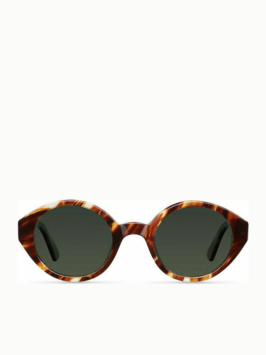 Meller Tawia Women's Sunglasses with Dark Tigris Olive Tartaruga Plastic Frame and Green Lens ACB-TA-DARKTIGOLI