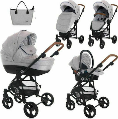 Lorelli Crysta 3 in 1 Adjustable 3 in 1 Baby Stroller Suitable for Newborn Grey Opaline