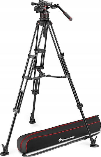 Manfrotto Videostative Nitrotech 612 Video Kopf Alu Twin Leg aus Aluminium mit Hydraulischer Kopfart und Maximale Belastung 12kg