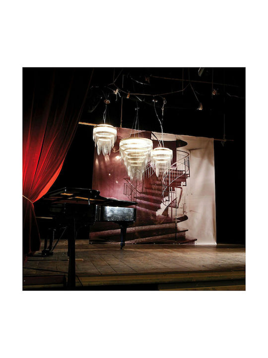 Slamp Ceremony Large Fume Pendant Light Gray Grid for 4 Bulbs E27 90cm