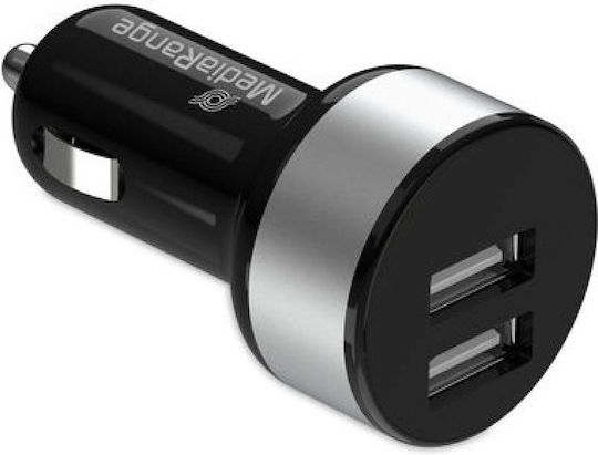 MediaRange Car Charger 17W 3.4A with Ports 2xUSB-A Black Color