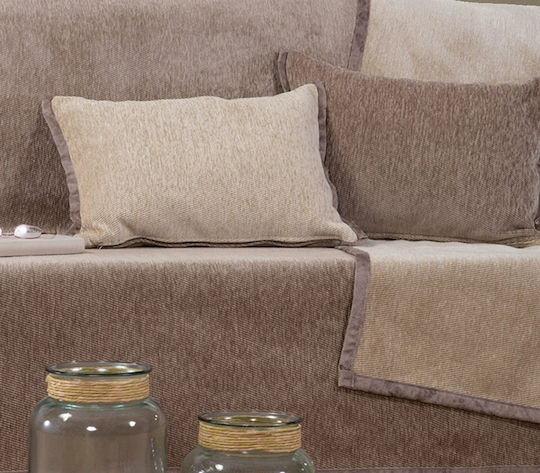 Nef-Nef Homeware New Tanger Ριχτάρι Διθέσιου Καναπέ Δύο 'Οψεων Chenille 180x250εκ. Beige / Ecru