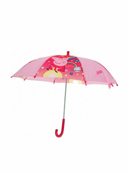 Chanos Kinder Regenschirm Gebogener Handgriff Peppa Pig Rosa mit Durchmesser 75cm.