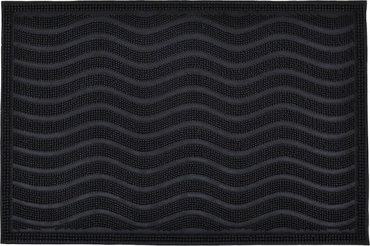 Ankor Fußmatte Rutschfest aus Gummi Wellen Black 40x60cm