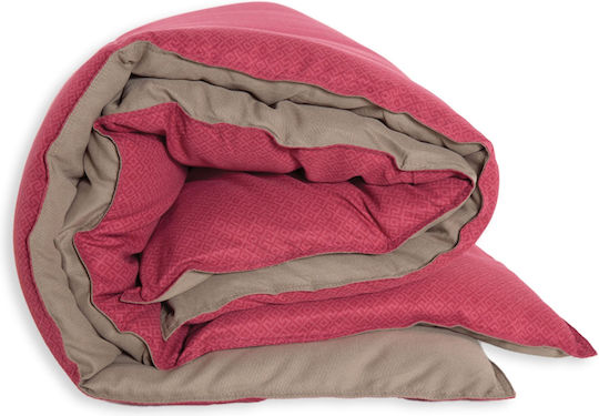 Nef-Nef Homeware Πάπλωμα Υπέρδιπλο με Γέμιση Hollowfiber 220x240εκ. Bicolor Bordo / Linen 330 GSM