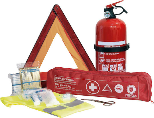 Petex Set KTEO de Siguranță Auto cu Farmacie, Stingător de Incendiu, Triunghi de Avertizare, Vestă Reflectorizantă și Mănuși