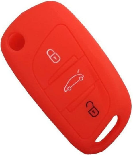 Silicone Car Key Cover Case with 3 Buttons for Citroen Orange