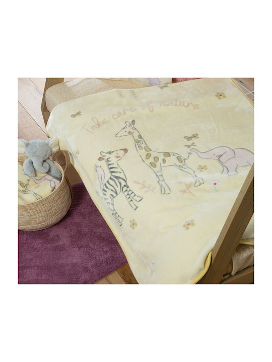 Nef-Nef Homeware Κουβέρτα Αγκαλιάς & Λίκνου Take Care Of Nature Fleece Κίτρινη 75x100εκ.