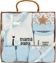 Interbaby Σετ Ρούχων Νεογέννητου "I Love Mama Papa " για Αγόρι Azul για 0-6 μηνών 5τμχ