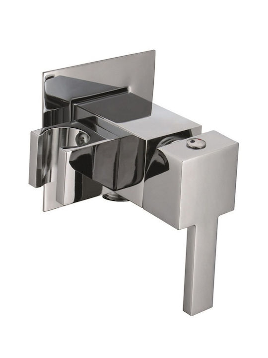 Interflex Square Επιτοίχιος Διακόπτης Μπιντέ Ασημί