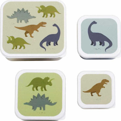 A Little Lovely Company Kids Set Lunch Plastic Box Multicolour