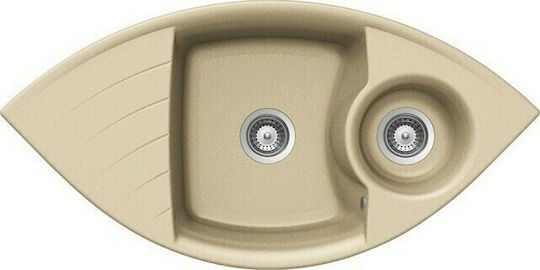Macart Focus C-150 Drop-In Sink Corner Left Synthetic Granite W104.8xD52cm Terra