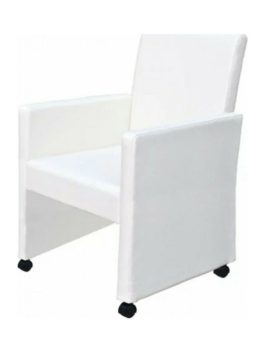 Dining Room Artificial Leather Armchair White 58.5x65x88cm 2pcs