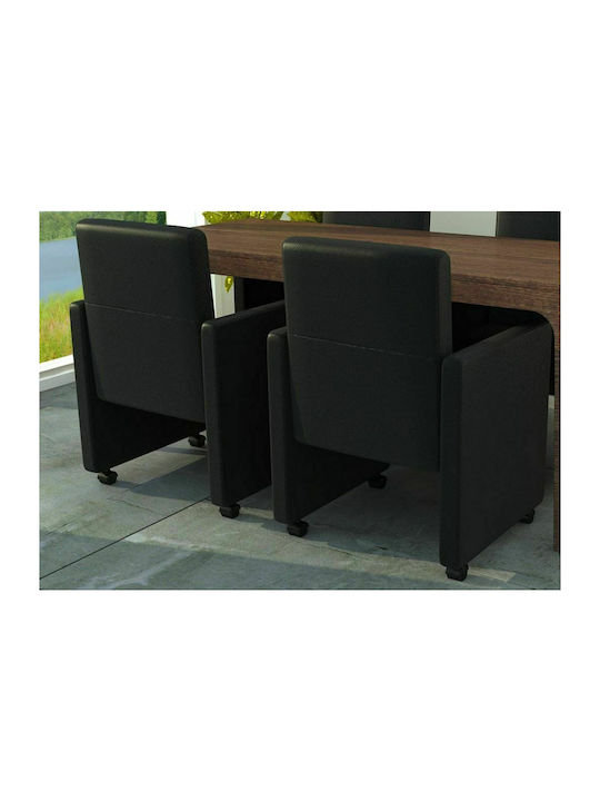 Dining Room Artificial Leather Armchair Black 5...