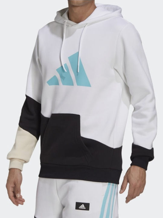 Adidas Sportswear Colorblock Hanorac pentru bărbați cu glugă și buzunare Alb