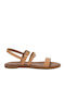 Inuovo Leather Women's Flat Sandals In Tabac Brown Colour