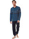 Minerva Men's Winter Cotton Pajamas Set Blue