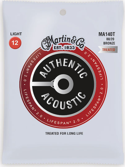 Martin MA140T Lifespan Treated 80/20 Bronze Acoustic Guitar Strings Set 12 - 54