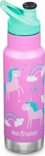 Klean Kanteen Insulated Kid Classic Narrow Kids Water Bottle Thermos Unicorn Stainless Steel with Screw-on Cap Non Spill Pink 355ml
