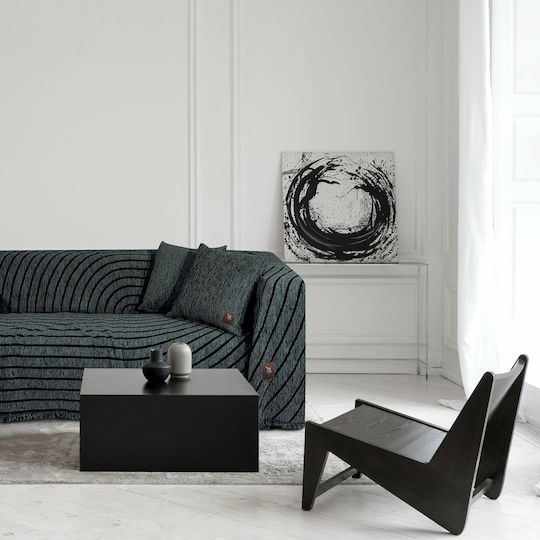 Greenwich Polo Club 2774 Zweisitzer-Sofa Überwurf Chenille 180x250cm Grau / Schwarz