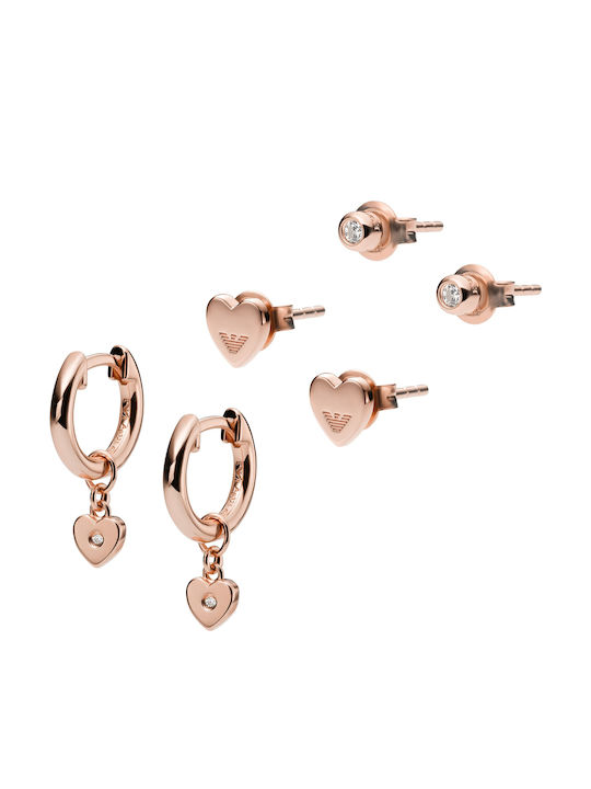 Emporio Armani Set Earrings made of Steel Gold Plated with Stones