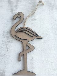 Christening Favor with Decorative Item Flamingo made of Wood