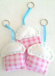 Christening Favor with Keychain Cupcake made of Fabric