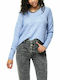 Only Camilla Women's Long Sleeve Sweater with V Neckline Blue Skyway