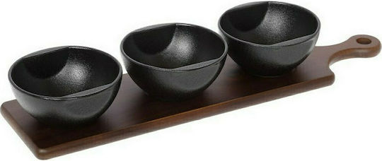 Cryspo Trio Porzellan Ordnungshüter 3 Schlitze mit Basis Schwarz W10.5xL41cm 4Stück