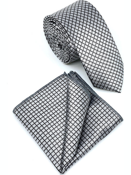 Legend Accessories Herren Krawatten Set Synthetisch Gedruckt in Silber Farbe