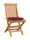 Outdoor Chair Wooden Teak / Bordeaux with Cushion 8pcs 47x60x89cm