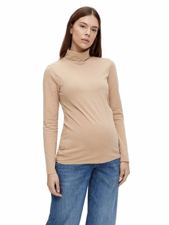 Pregnancy blouse turtleneck caramel Mamalicious