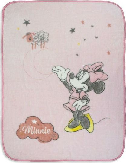 Interbaby Κουβέρτα Κούνιας Rachel Counting Sheep Minnie Βελουτέ Ροζ 110x140εκ.