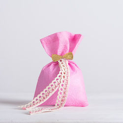 Christening Favor in Pouch Pink made of Fabric 50pcs