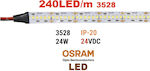 Adeleq Bandă LED Alimentare 24V cu Lumină Alb Natural Lungime 5m și 240 LED-uri pe Metru SMD3528