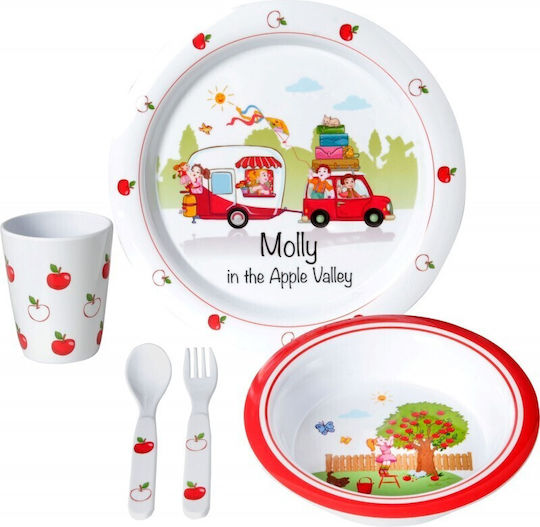 Brunner Set Essgeschirr Molly Kids Girl aus Kunststoff Rot 5Stück