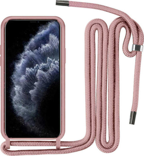 Crossbody Back Cover Σιλικόνης με Λουράκι Ροζ (Redmi Note 10 / 10s)
