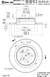 Brembo Δισκόπλακα Πίσω για Mercedes-Benz C Class