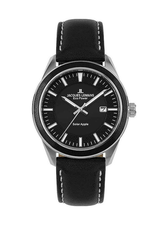 Jacques Lemans Watch Battery with Black Leather Strap