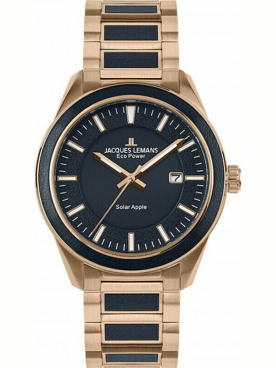 Jacques Lemans Men's Watch 40mm Battery with Pink Gold Metal Bracelet