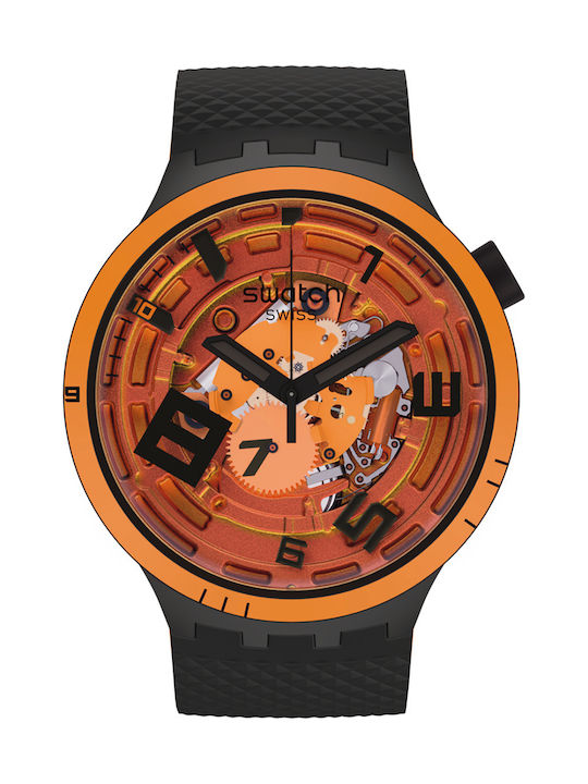 Swatch Bold Oops Γυναικείο Ρολόι 47mm Μπαταρίας με Μαύρο Καουτσούκ Λουράκι